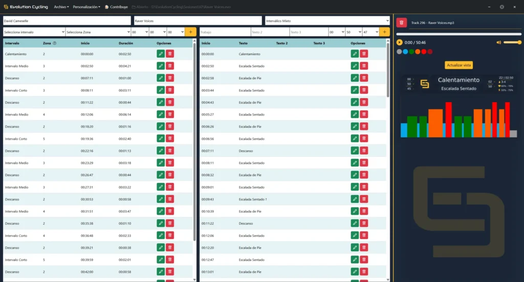 Imagen de la pantalla principal de Evolution Cycling App
